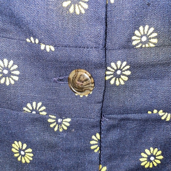 JCrew Factory V-neck button front dress in linen/cotton; Sz 6; style L6981; navy - Picture 6 of 12